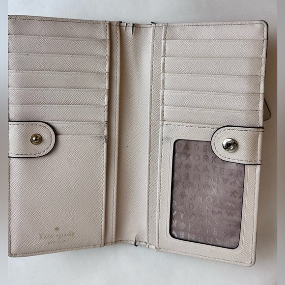 KATE SPADE White Saffiano Leather Bifold Zip/Snap Womens Wallet - Picture 2 of 4